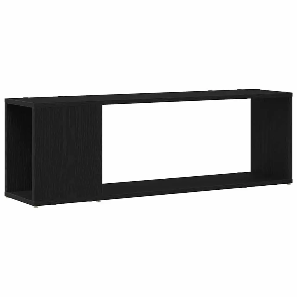 Wall-Mounted TV Cabinet Set Black Storage Shelves Living Room Entertainment Unit