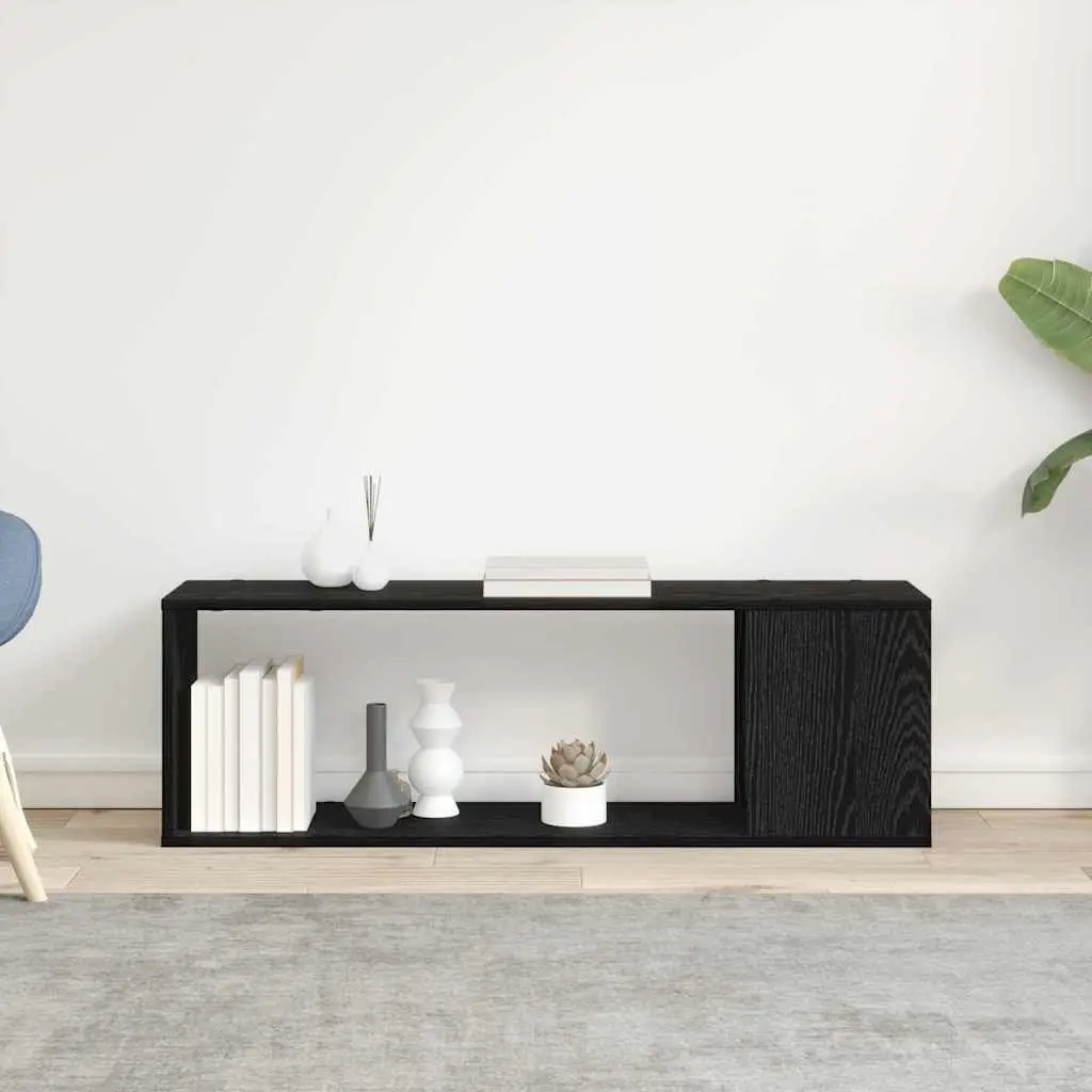 Wall-Mounted TV Cabinet Set Black Storage Shelves Living Room Entertainment Unit