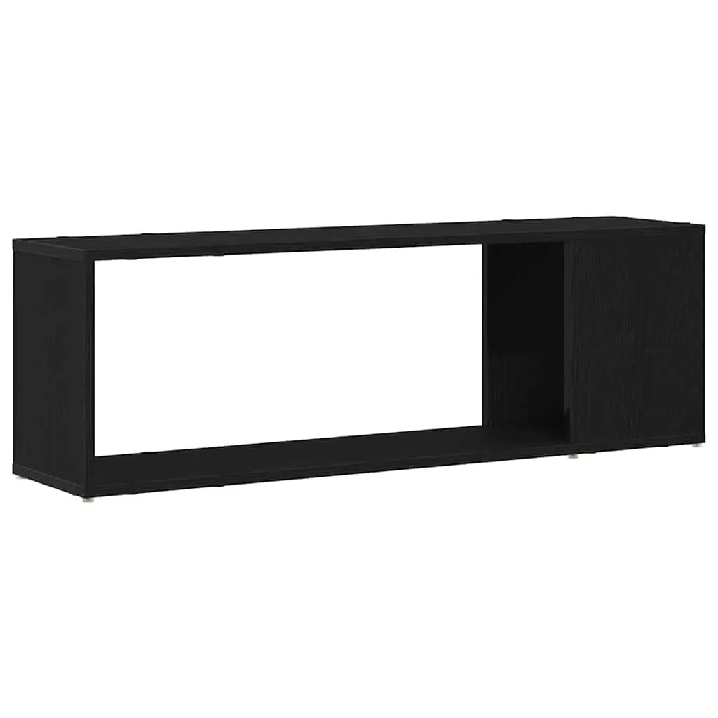 Wall-Mounted TV Cabinet Set Black Storage Shelves Living Room Entertainment Unit
