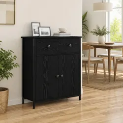 Black Engineered Wood Sideboard 70 x 30 x 80 cm