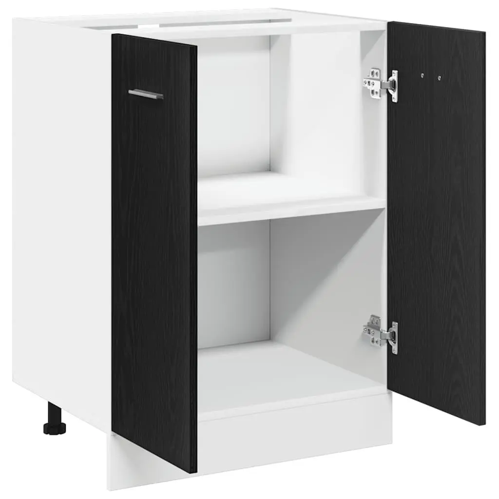 Black Oak Engineered Wood Bottom Storage Cabinet for Kitchen 60x46x81.5cm
