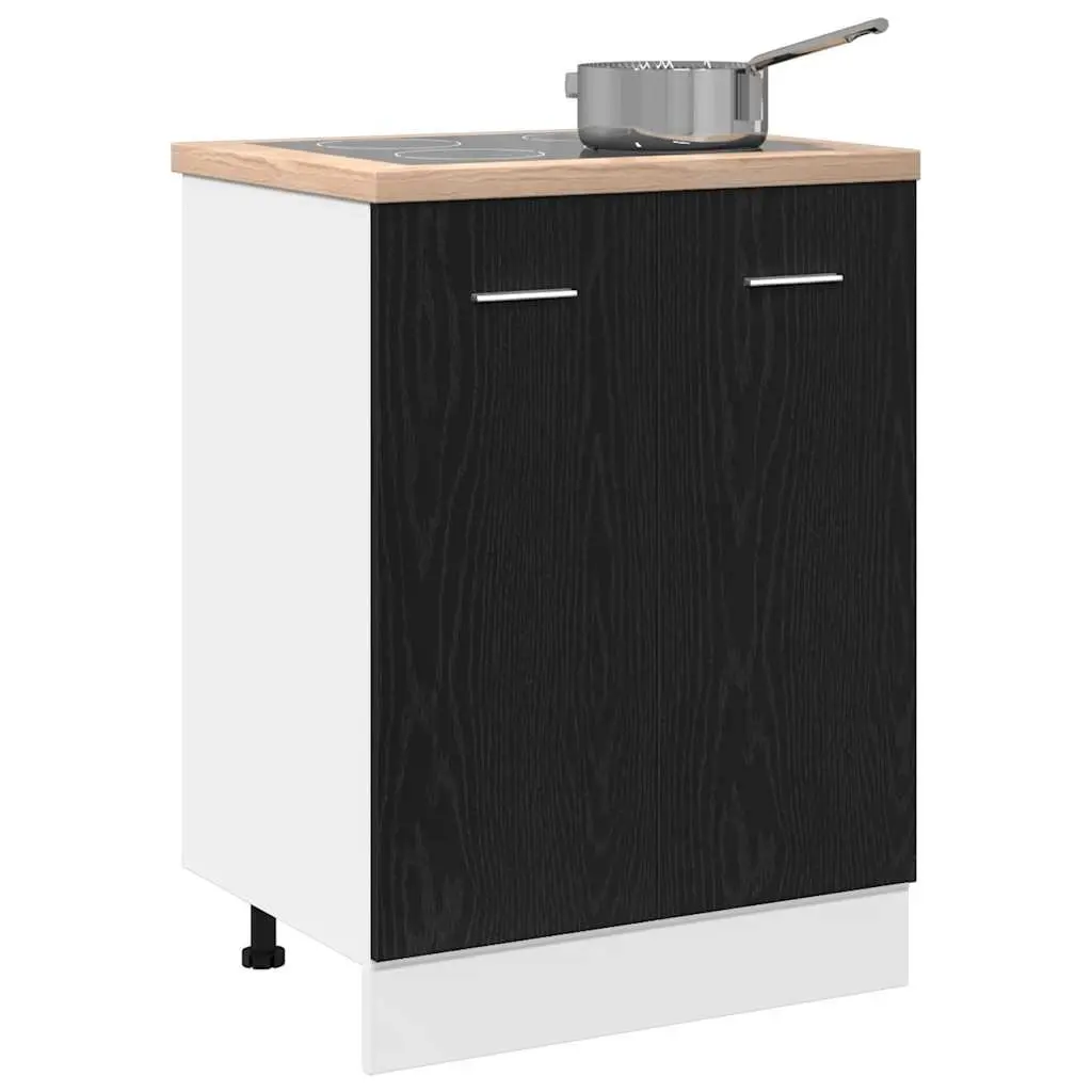 Black Oak Engineered Wood Bottom Storage Cabinet for Kitchen 60x46x81.5cm