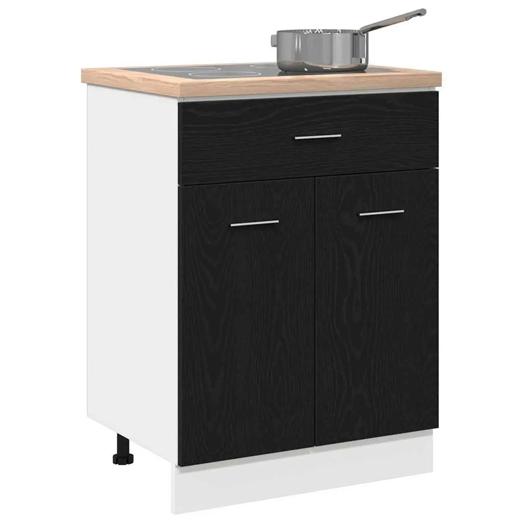Black Oak Hanging Kitchen Cabinet, 60x46x81.5cm