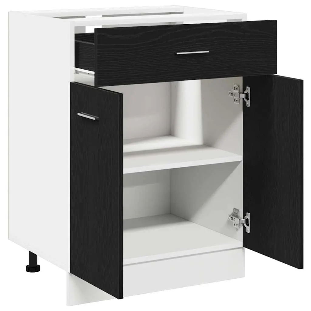 Black Oak Hanging Kitchen Cabinet, 60x46x81.5cm