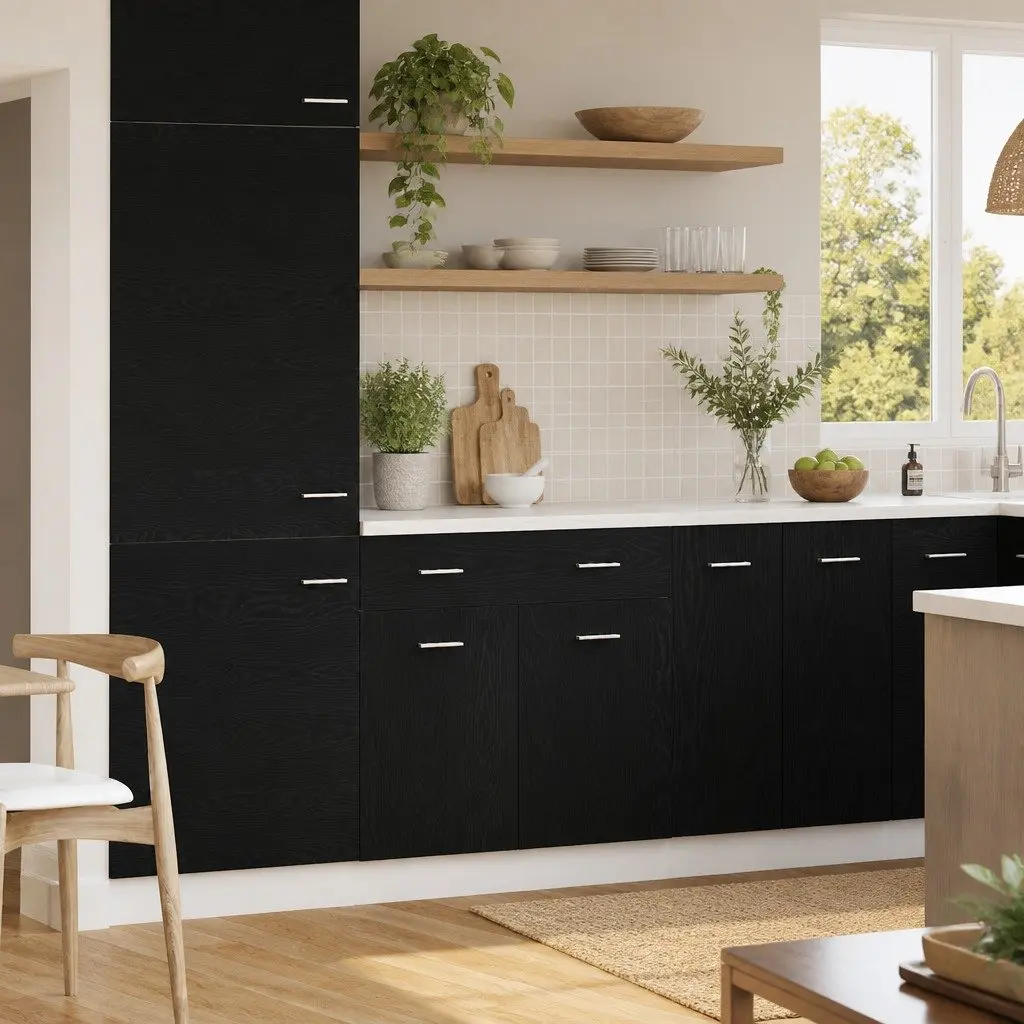 Hanging Cabinet Black Oak Modern Kitchen