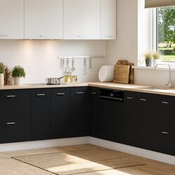 Black Oak Hanging Kitchen Cabinet - 75.5 x 75.5 x 80.5cm