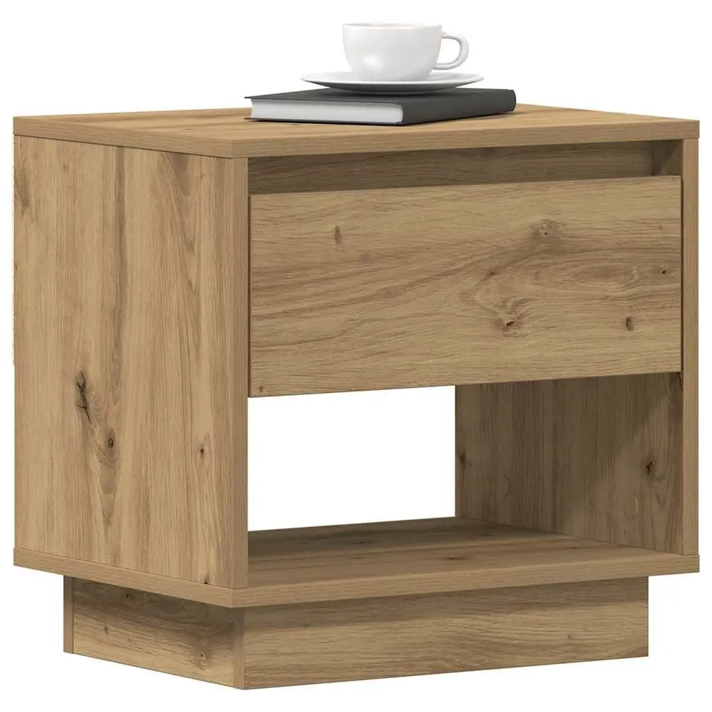 Bedside Table 2 pcs Engineered Wood Nightstand Brown Rustic Bedroom Storage