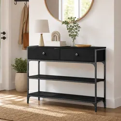 Console Table Dimensions: 100 x 25 x 75 cm, Black Finish