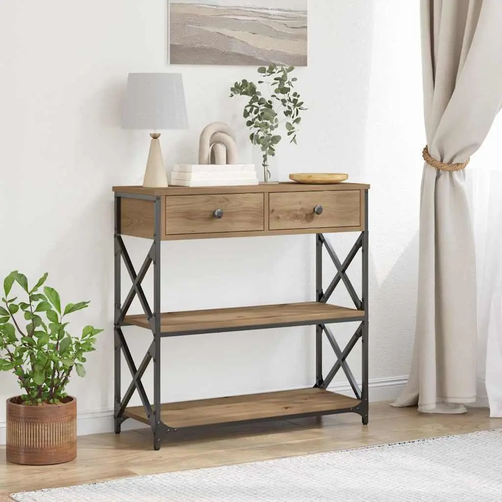 Rustic Wooden End Table Console