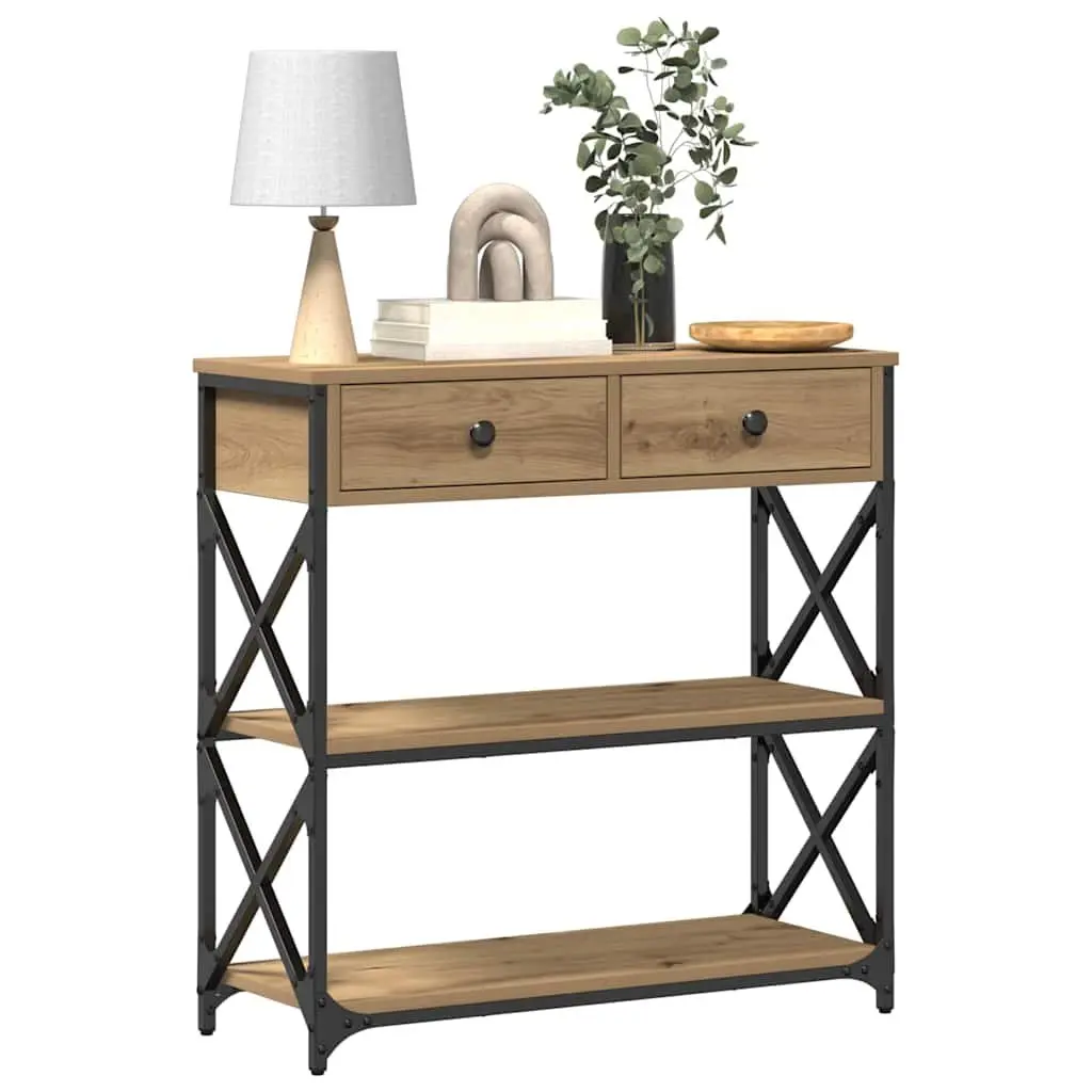 Rustic Wooden End Table Console
