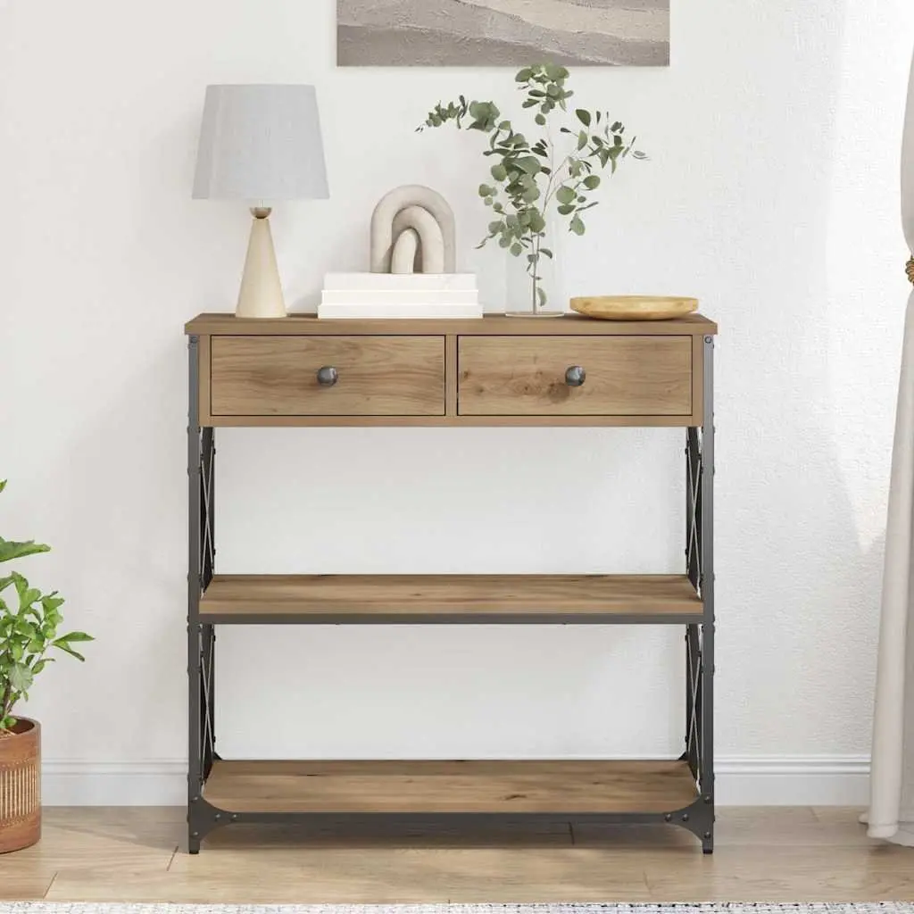 Rustic Wooden End Table Console