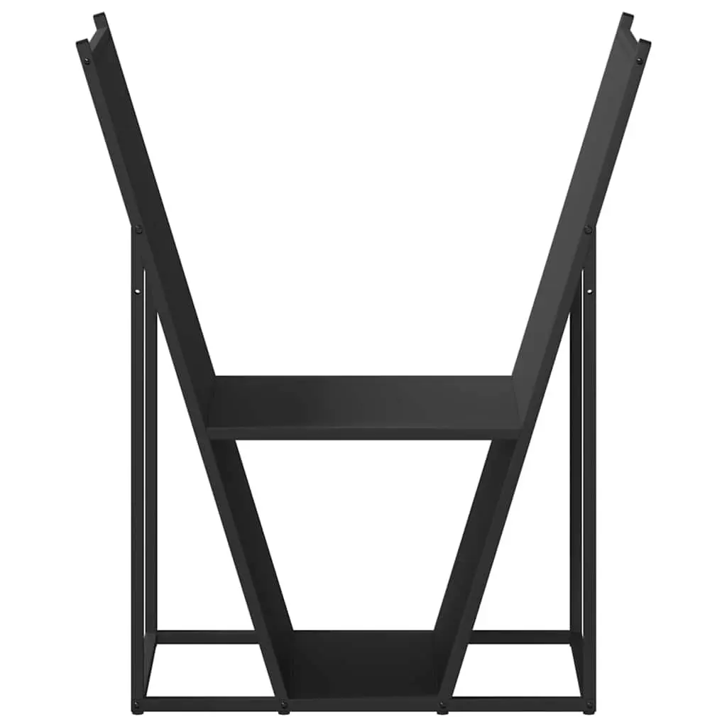 Firewood Rack Black Log Storage Holder Cold-rolled Steel Large Capacity Wood