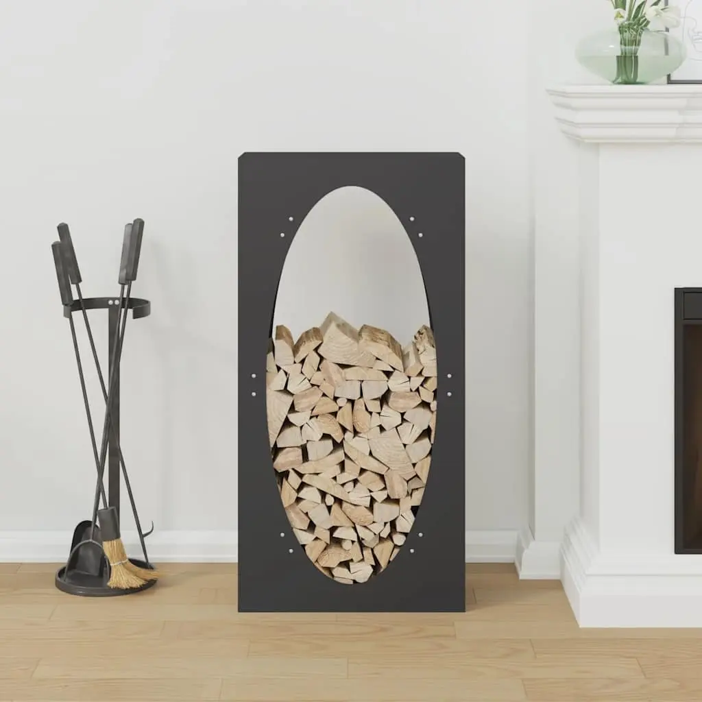 Firewood Rack Black 50x23x100 cm Log Holder Storage Stand Fireplace Wood Store