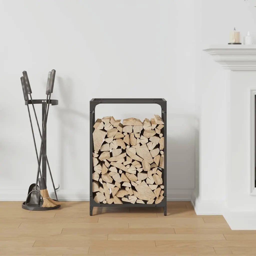 Firewood Rack Log Storage Holder Black Steel Frame Outdoor Indoor Fireplace