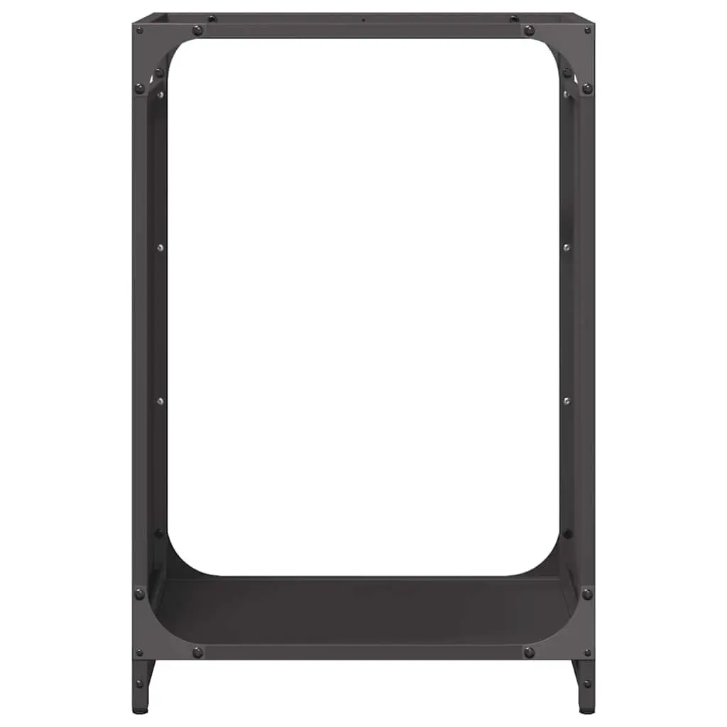 Firewood Rack Log Storage Holder Black Steel Frame Outdoor Indoor Fireplace