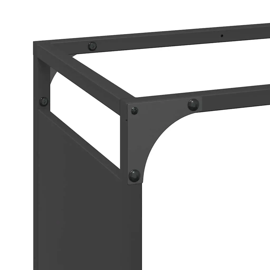 Firewood Rack Log Storage Holder Black Steel Frame Outdoor Indoor Fireplace