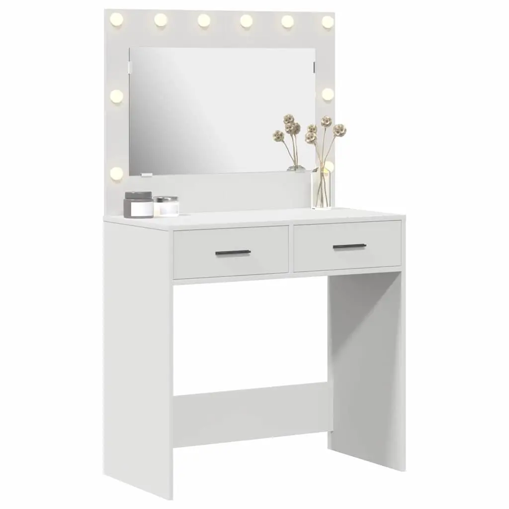 Dressing Table Bedroom Vanity White with Mirror LED Lights and Storage Drawers