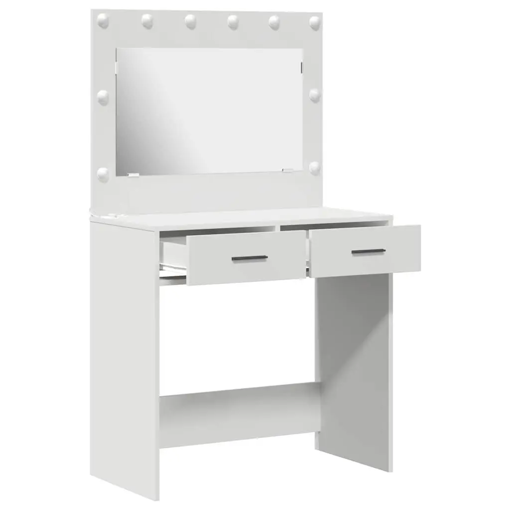 Dressing Table Bedroom Vanity White with Mirror LED Lights and Storage Drawers