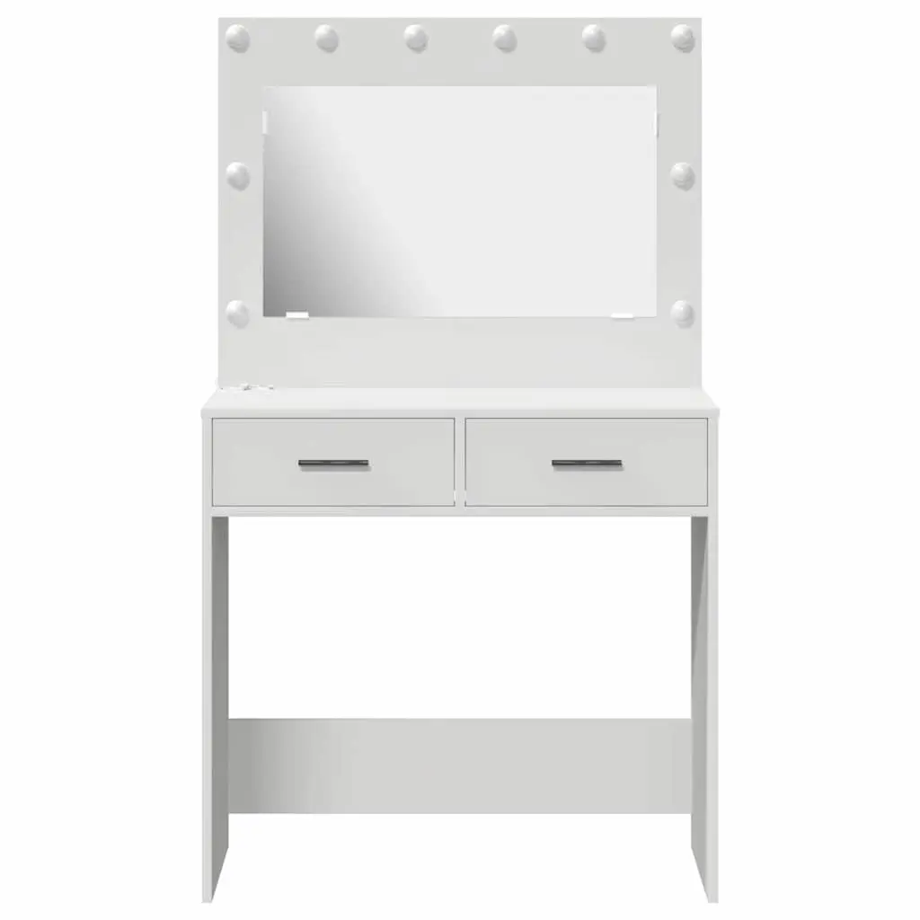 Dressing Table Bedroom Vanity White with Mirror LED Lights and Storage Drawers