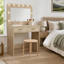 Dressing Table Specifications: Brown Engineered Wood, 78.5x41x135 cm