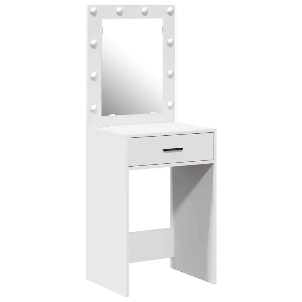 Dressing Table Bedroom Vanity Unit White with Mirror LED Lights Storage