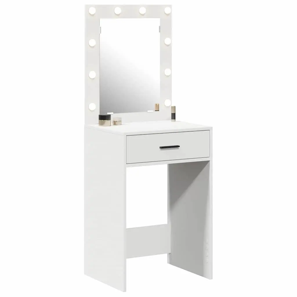 Dressing Table Bedroom Vanity Unit White with Mirror LED Lights Storage