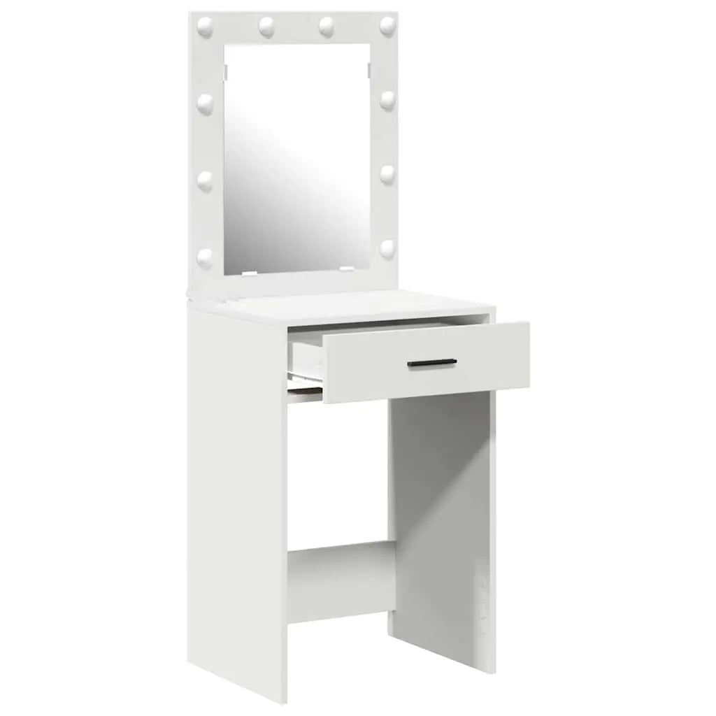 Dressing Table Bedroom Vanity Unit White with Mirror LED Lights Storage