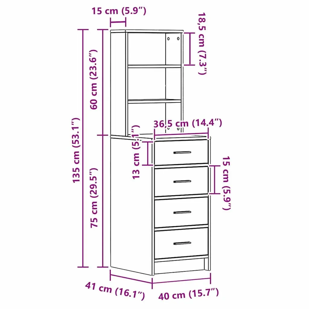 Highboard Buffet Sideboard Cabinet Storage Dining Room Furniture Brown Modern