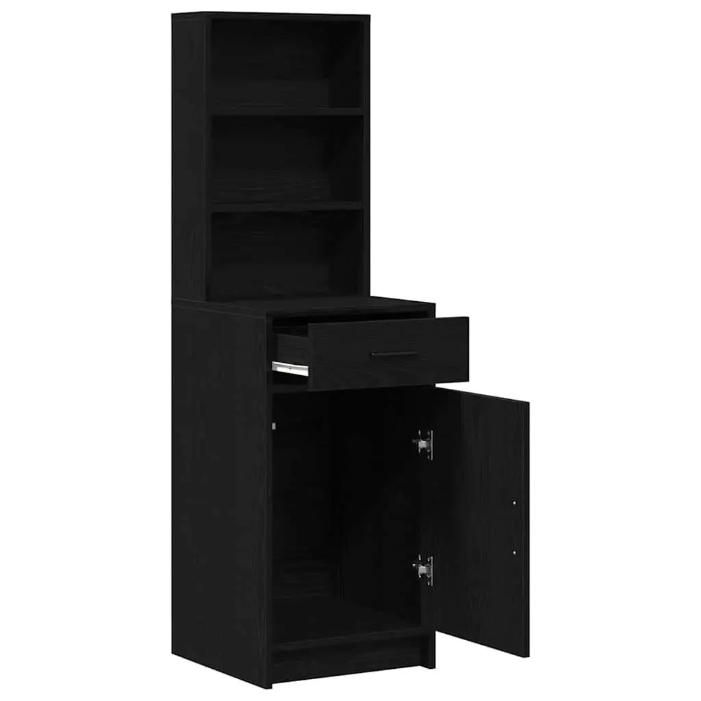 Modern Highboard Storage Cabinet Black Oak Engineered Wood Buffet Sideboard 40cm