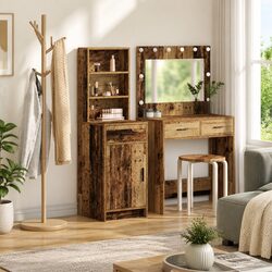 Highboard Cabinet Dimensions: 40 x 40.5 x 135 cm, Brown Finish