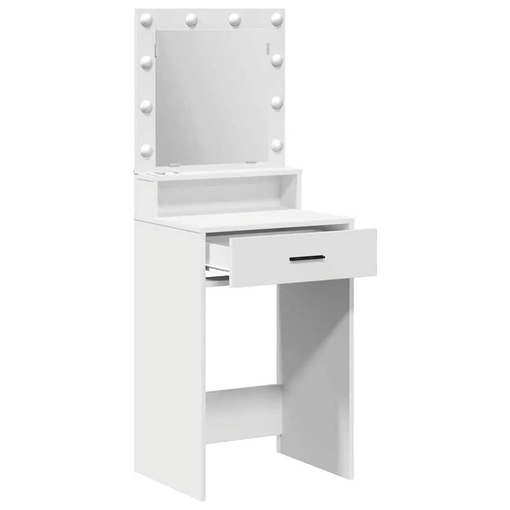Dressing Table White Bedroom Vanity Unit Drawers Mirror LED Lights Storage