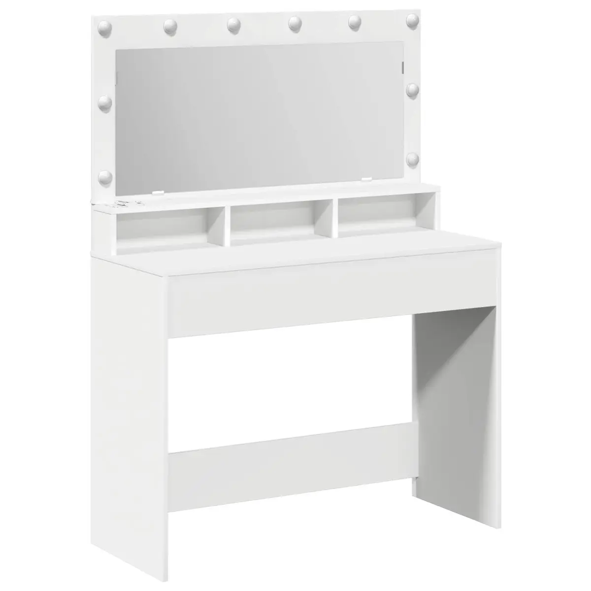 Dressing Table White Bedroom Vanity Mirror LED Lights Storage Shelves Modern