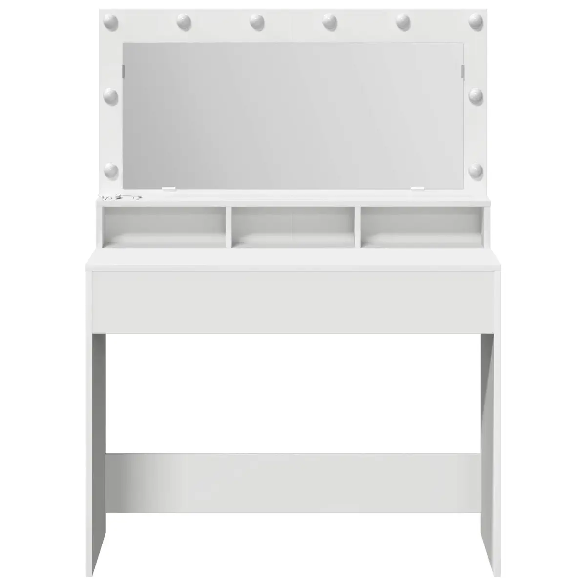 Dressing Table White Bedroom Vanity Mirror LED Lights Storage Shelves Modern