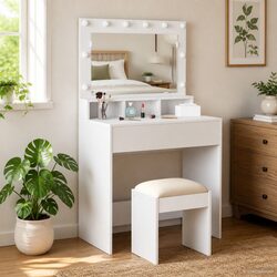 Dressing Table Dimensions: 78.5 x 41 x 135 cm with LED Mirror