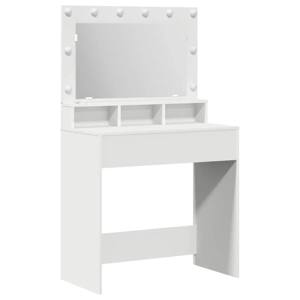 Dressing Table White 78.5 x 41 x 135 cm Bedroom Vanity Mirror LED Lights Storage