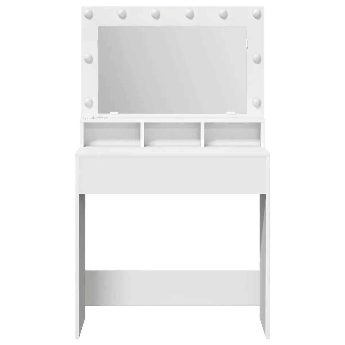 Dressing Table White 78.5 x 41 x 135 cm Bedroom Vanity Mirror LED Lights Storage