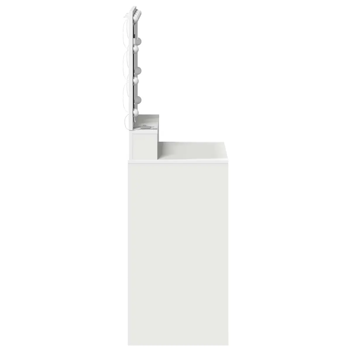 Dressing Table White Bedroom Vanity with Integrated Mirror and LED Lights Engineered Wood