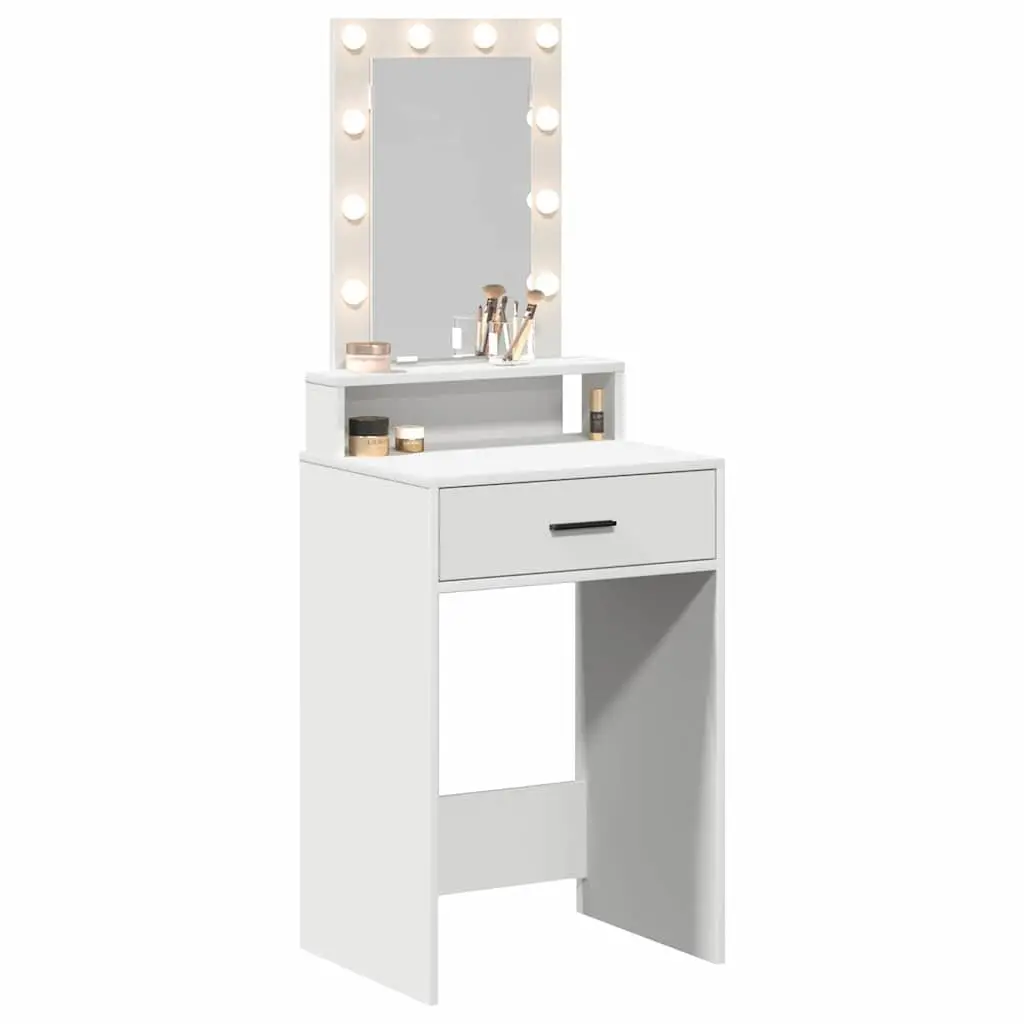 White Dressing Table Bedroom Vanity Mirror LED Lights USB Drawer Storage