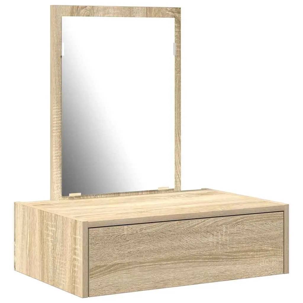 Dressing Table Bedroom Vanity Unit Brown Engineered Wood with Integrated Mirror