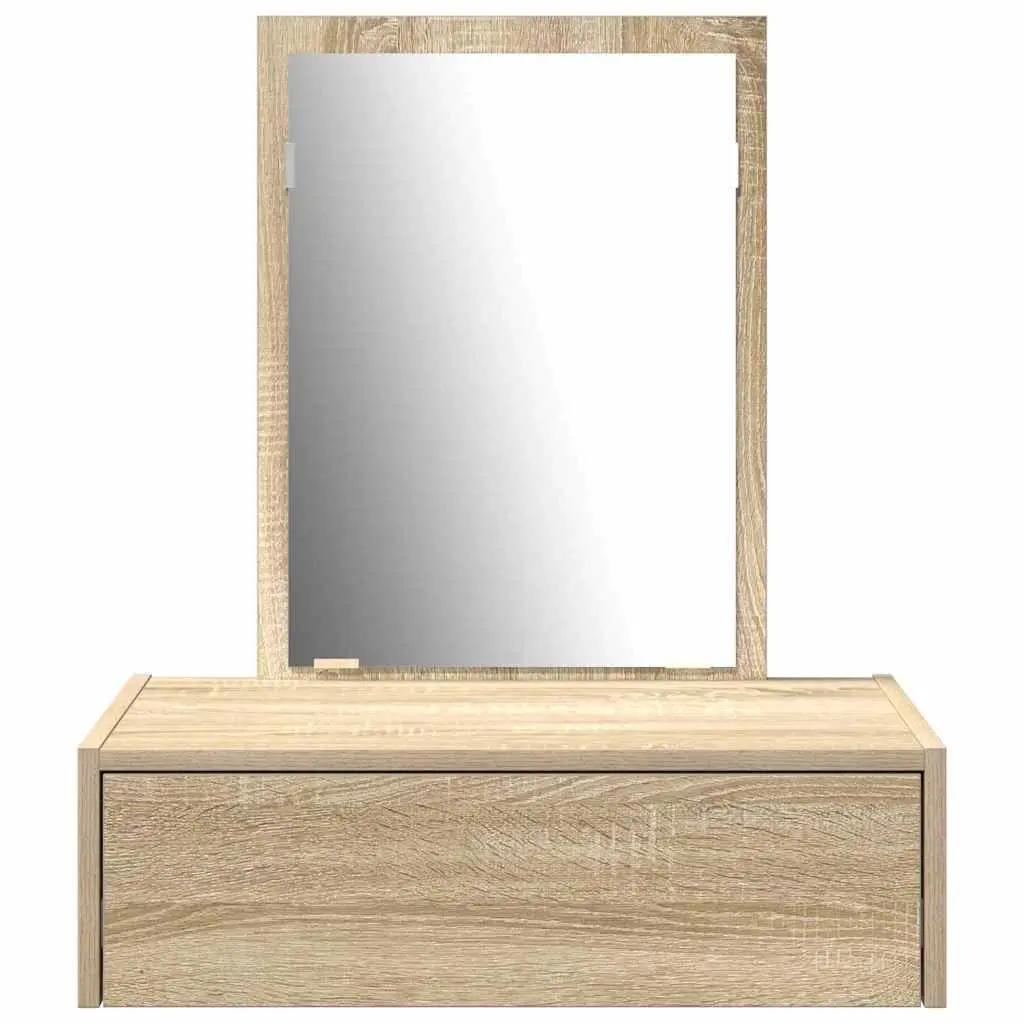 Dressing Table Bedroom Vanity Unit Brown Engineered Wood with Integrated Mirror
