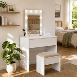 Dressing Table with Integrated Mirror - 60L x 40W cm