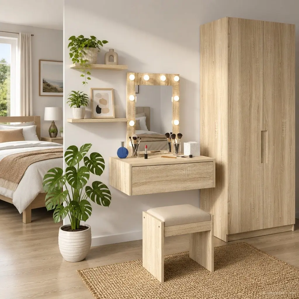 Dressing Table Bedroom Vanity Unit Brown Engineered Wood 60 x 40 x 70 cm