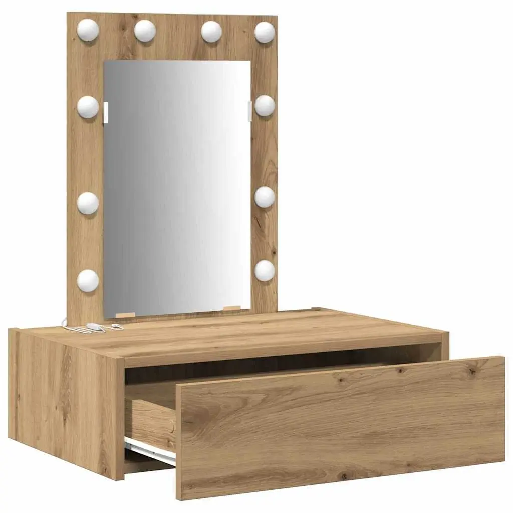 Dressing Table Brown Bedroom Vanity Storage Engineered Wood Modern Minimalist