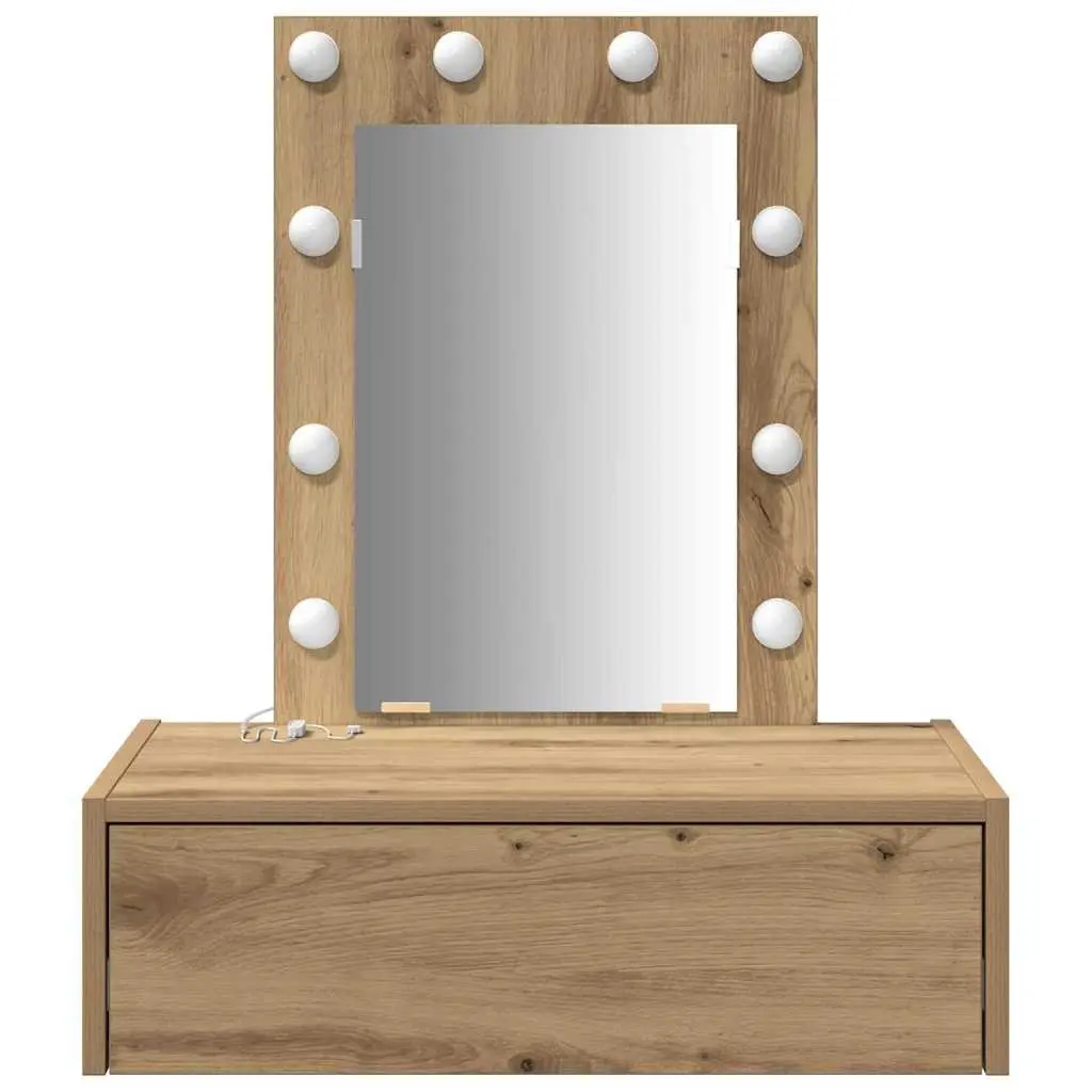 Dressing Table Brown Bedroom Vanity Storage Engineered Wood Modern Minimalist
