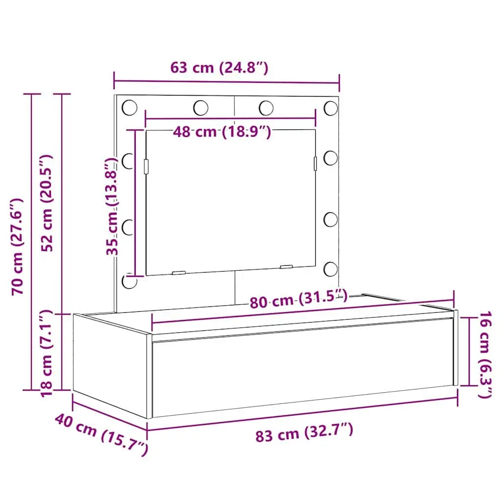 Dressing Table White Bedroom Vanity Unit Mirror Drawers Storage 83x40x70cm