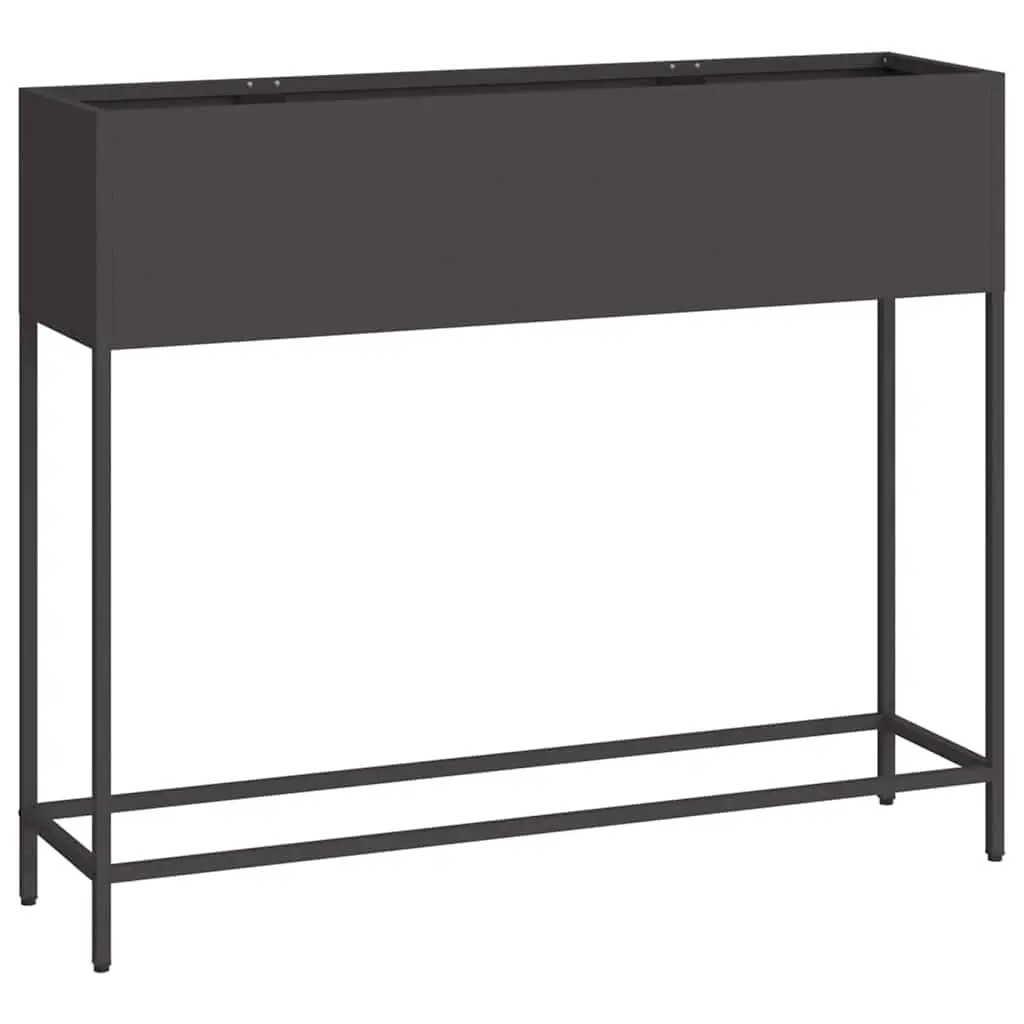 Raised Garden Planter Outdoor Rectangular Metal Black 100 x 26 x 82 cm