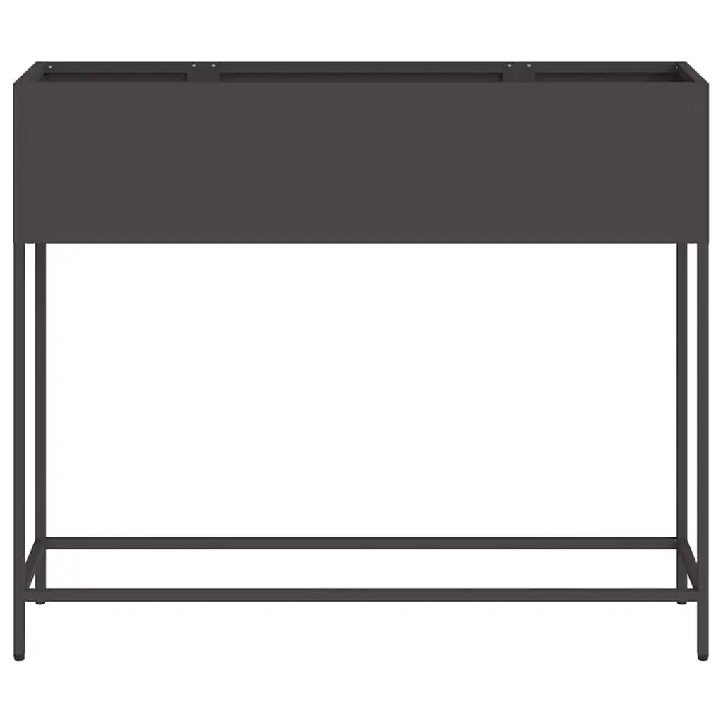 Raised Garden Planter Outdoor Rectangular Metal Black 100 x 26 x 82 cm