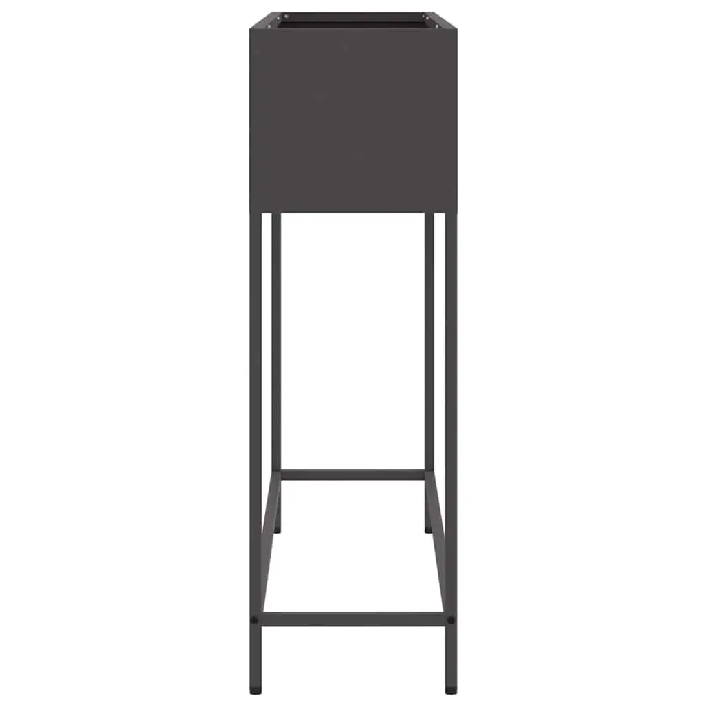 Raised Garden Planter Outdoor Rectangular Metal Black 100 x 26 x 82 cm