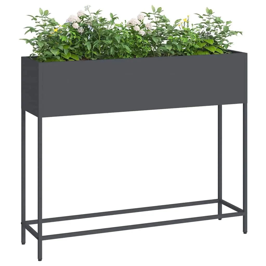 Rectangular Anthracite Metal Garden Planter 100 x 26 x 82 cm