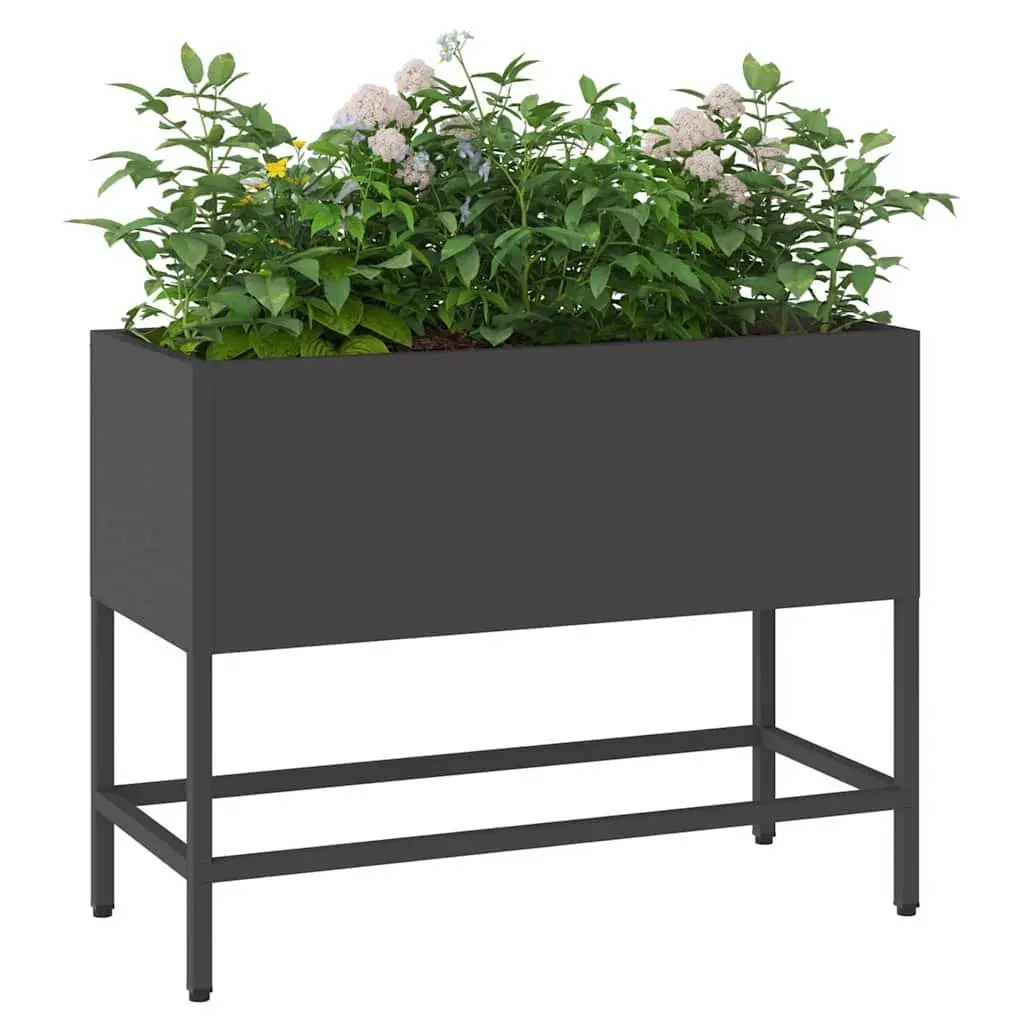 Raised Garden Planter Box Rectangular Black Outdoor Gardening Bed Steel